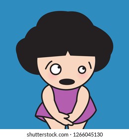 Girl Is Being Humble And Sad. Girl Accepts Her Mistakes And Asking Forgiveness Facial Expression Concept Card Character illustration