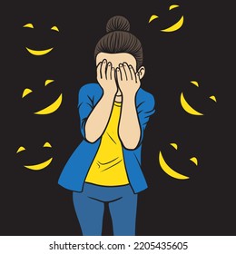 girl being teased ,mocking her peer violence bullying concept,vector illustration
