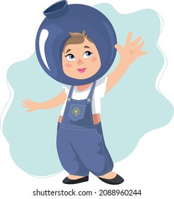 Girl in berry costume. Baby concept illustration for nursery, character for children