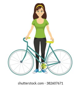 girl and bicycle vector