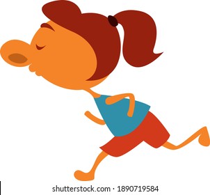 Girl with big nose , illustration, vector on white background