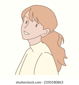 Girl with big smile. Happy woman smiling and showing white teeth after going to see the dentist. Hand drawn flat cartoon character vector illustration.