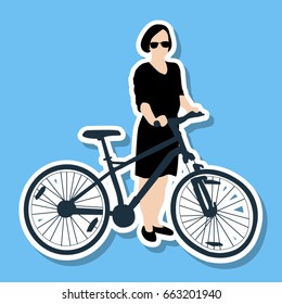 Girl with bike sticker