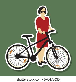 Girl with bike sticker