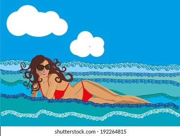 Girl in a bikini.