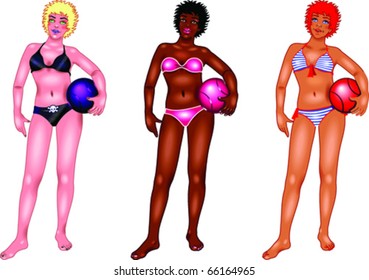 The girl in bikini with a ball