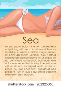 Girl in bikini on the beach, sea sand sun