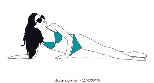 girl in bikini vector illustration