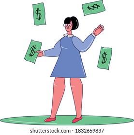 girl with a bill of money in her hands