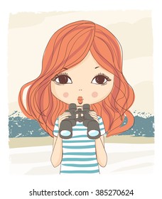 girl with binoculars/
