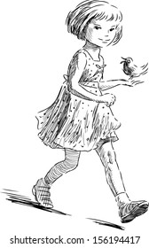 girl with the bird