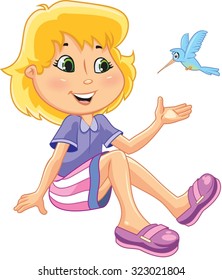 girl and bird