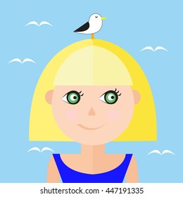 girl and a bird