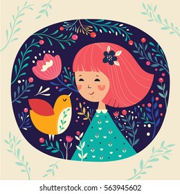 Girl and bird