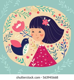 Mädchen und Vogel
