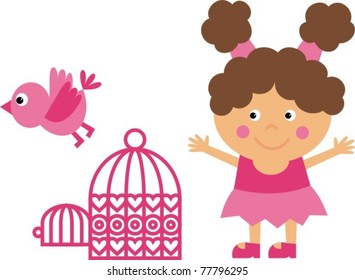 girl and bird