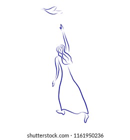 Girl and Bird Art Drawing