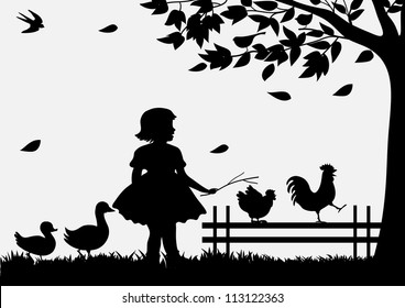 Girl with birds