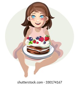 Girl with birthday cake