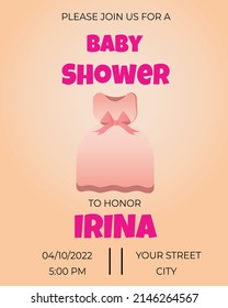 Girl birthday invitation card with cute dress