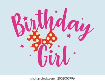 Girl birthday t-shirt design with polka dot red bow