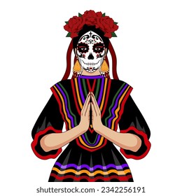 The girl in the black dress. The day of the Dead.