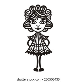 Girl black pattern design element vector illustration