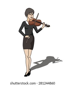 girl in black playing violin