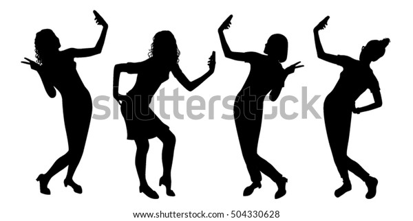 Girl Black Silhouettes Taking Selfie Smart Stock Vector (Royalty Free ...