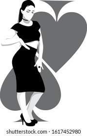 girl in a black top and skirt