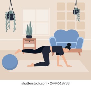 A girl in a black tracksuit goes in for sports.