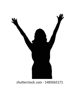 girl black vector silhouette with outstretched arms
