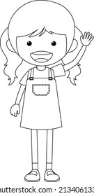 A girl black and white doodle character illustration