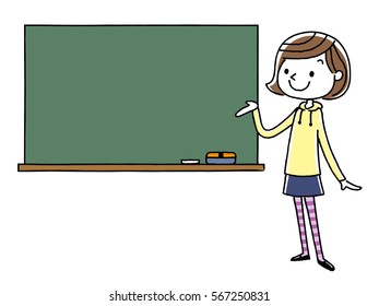 Cartoon Female Teacher Book Hand Stands Stock Vector (Royalty Free ...