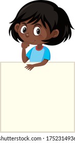 Girl with blank banner illustration