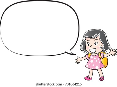 girl with blank speech bubble