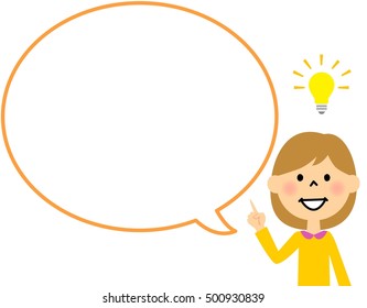 Girl with blank text bubble,Balloon