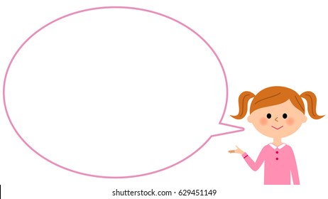Girl with blank text bubble,Balloon