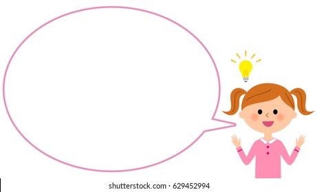 Girl with blank text bubble,Balloon