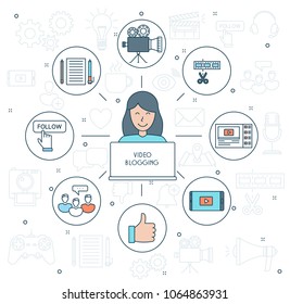 Girl Blogger Flat Design