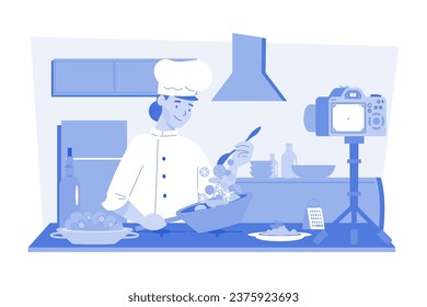 Girl Blogger Making Video Content For A Food Blogger