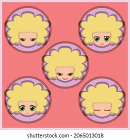 GIRL WITH BLOND CURLY HAIR NEGATIVE FACIAL EXPRESSIONS 