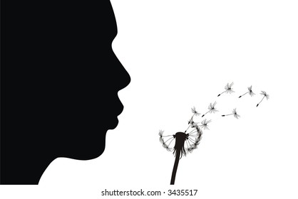 Girl blow dandelion. See more vector dandelions in my portfolio.