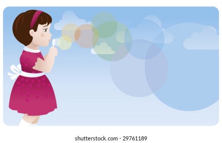 girl blowing a bubbles