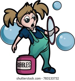 girl blowing huge bubbles