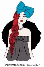 The girl with a blue bow