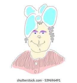 A girl with a blue bow. Comic image for your website.