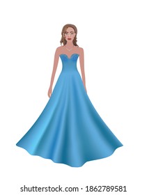 Girl in a blue dress. vector