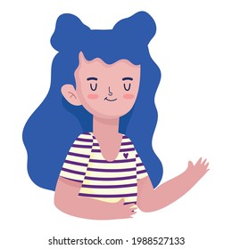 girl with blue hair cartoon