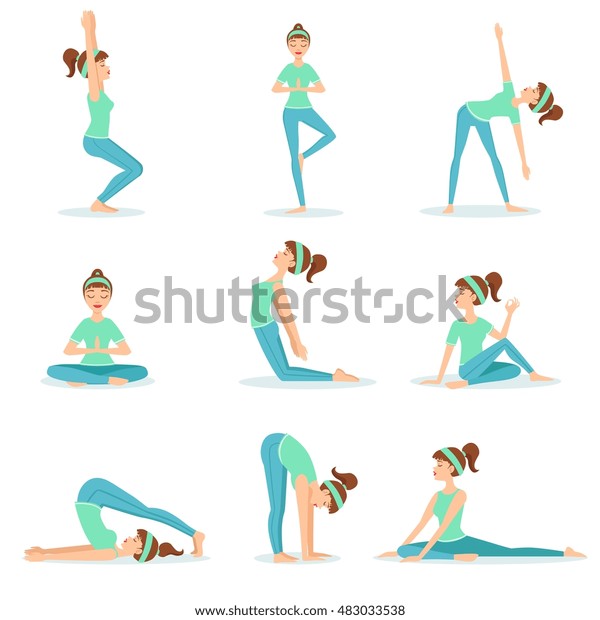 Girl Blue Training Clothes Demonstrating Yoga Stock Vector (Royalty ...